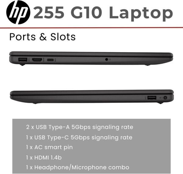 HP 255 G10 15.6" FHD Business Laptop, AMD Ryzen 7 7730U, 64GB RAM, 2TB PCIe SSD, Numeric Keypad, Webcam, Wi-Fi 6, HDMI, Windows 11 Pro, Black - Image 5