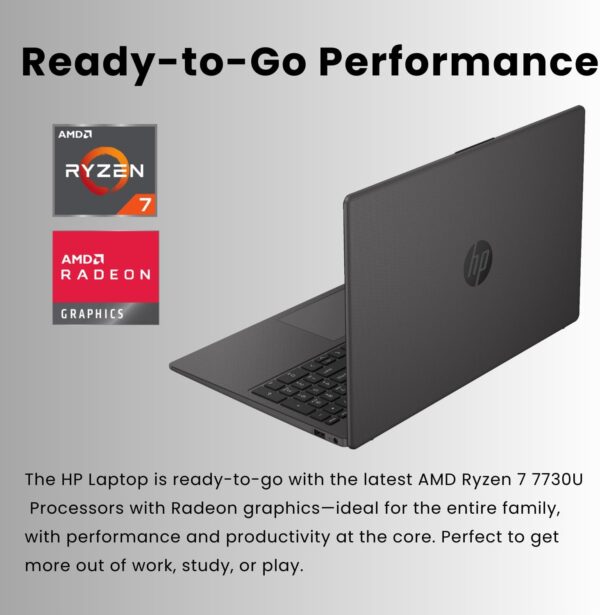 HP 255 G10 15.6" FHD Business Laptop, AMD Ryzen 7 7730U, 64GB RAM, 2TB PCIe SSD, Numeric Keypad, Webcam, Wi-Fi 6, HDMI, Windows 11 Pro, Black - Image 3