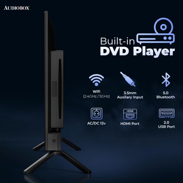 Audiobox Smart LED HDTV with Built-in DVD Player, AC/DC Compatible, Perfect for RVs, Movies, Gaming, HDMI, USB, 12V Included Cable, Ideal for Travel, & Home Entertainment (24-Inch) - Image 2