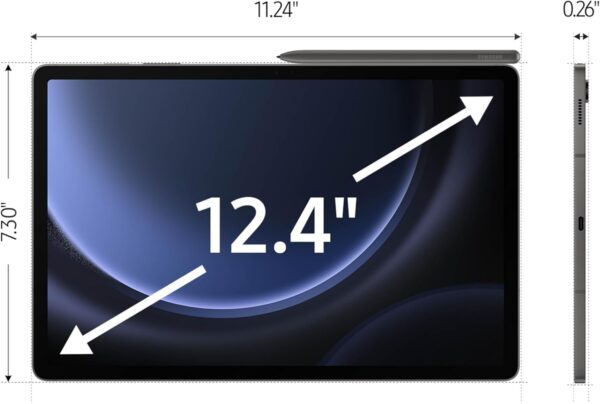 Samsung Galaxy Tab S9 FE+ Plus 12.4” 128GB Android Tablet, Long Battery Life, Powerful Processor, S Pen, 8MP Camera, Lightweight Durable Design, Expandable Storage, US Version, 2023, Gray - Image 2