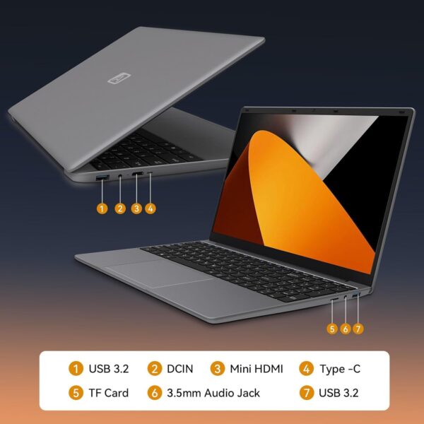 Laptop Computer | 15.6'' HD Display | Intel UHD Graphics | Intel Celeron N5095 4-Core Processor |12GB RAM | 512GB SSD up to Expandable 1TB | WiFi | 180°Open Angle | Windows 11 Laptop, Gray - Image 7