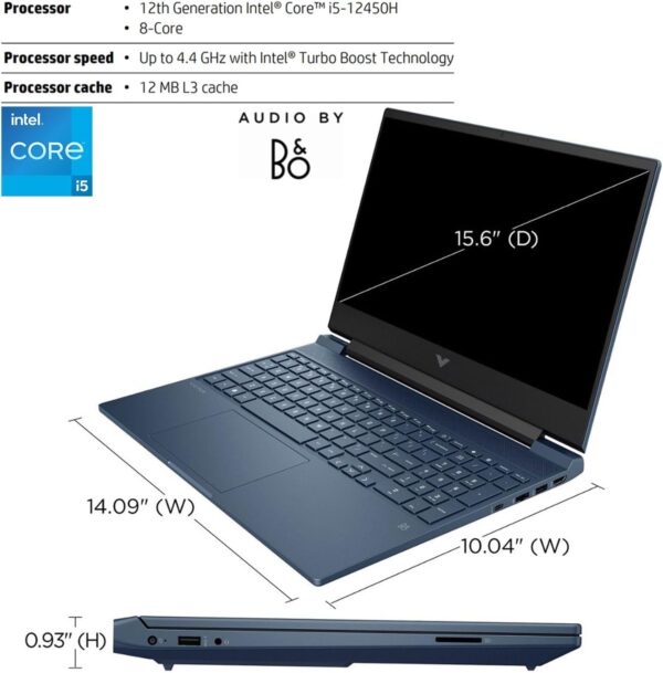 HP Victus 15.6 i5 Gaming Laptop, 15.6" FHD 1920*1080 144Hz, Intel Core i5-12450H, NVIDIA GeForce RTX 3050, 32GB RAM, 1TB SSD, Backlit KB, Touchpad, SD Card Reader, Webcam, HDMI, Wi-Fi 6, W11 H, Blue - Image 4