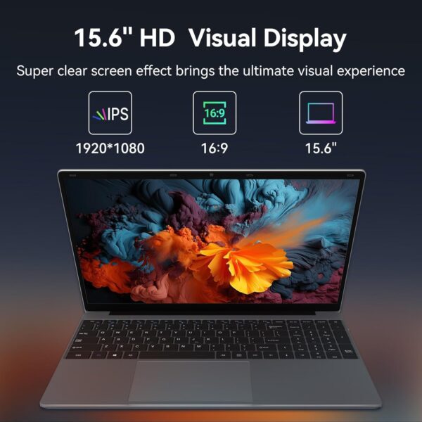 Laptop Computer | 15.6'' HD Display | Intel UHD Graphics | Intel Celeron N5095 4-Core Processor |12GB RAM | 512GB SSD up to Expandable 1TB | WiFi | 180°Open Angle | Windows 11 Laptop, Gray - Image 5