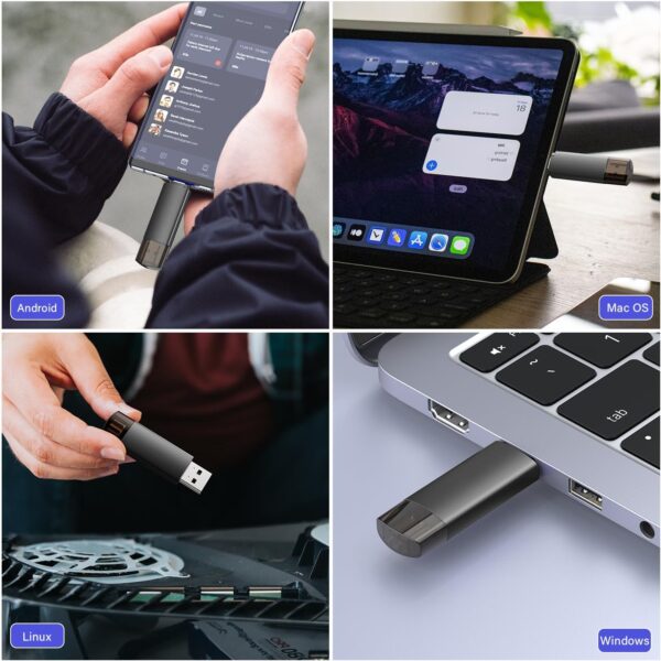 128GB USB C Flash Drive Dual USB 3.0 Flash Drive Type C + USB A Portable Type-C Flash Drive with Keychain Hole 2-in-1 USB-C Thumb Drive for Smartphone Tablet Computer Mac iPhone 15 Black - Image 4