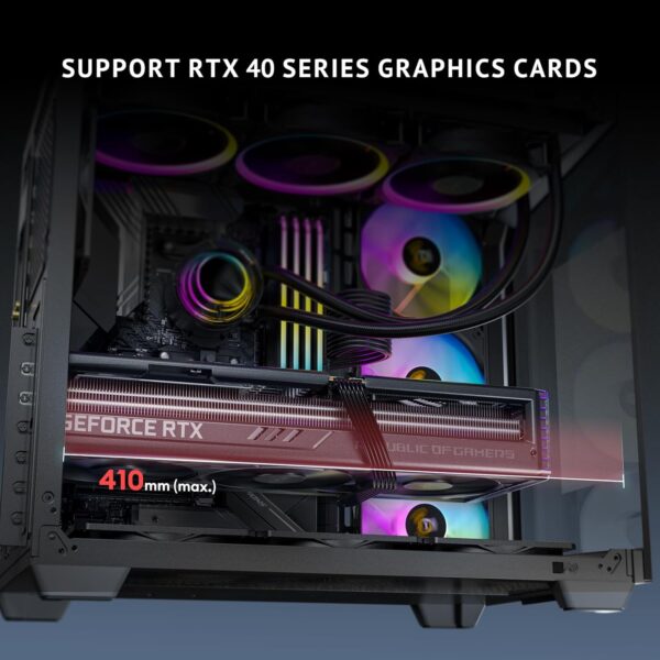 Antec C5 ARGB, 7 x 120mm ARGB PWM Fans Included, Up to 10 Fans Simultaneously, Type-C 3.2 Gen 2 Port, Seamless Tempered Glass Front & Side Panels, 360mm Radiator Support, Mid-Tower ATX PC Case - Image 9