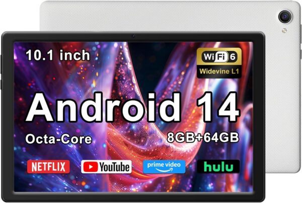 Tablet, Android Tablet with Octa-Core Processor, 10 inch Tablet with HD LCD Touch Screen, 8GB RAM 64GB ROM 1T Expand, Wi-Fi 6, BT 5.3, Dual Camera, Long Life Battery, Google Tablet 2024