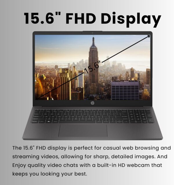 HP 255 G10 15.6" FHD Business Laptop, AMD Ryzen 7 7730U, 64GB RAM, 2TB PCIe SSD, Numeric Keypad, Webcam, Wi-Fi 6, HDMI, Windows 11 Pro, Black - Image 2