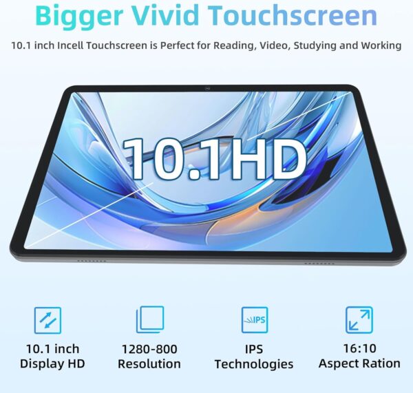 Tablet Android 15 Tablets 10 inch with Octa-Core Processor, 12GB RAM 64GB ROM 2TB Expand, 1280x800 HD Touchscreen, GPS, WiFi 5, Dual Camera, BT5.0, 6000mAh, Widevine L1, Google Tablet (Black) - Image 6