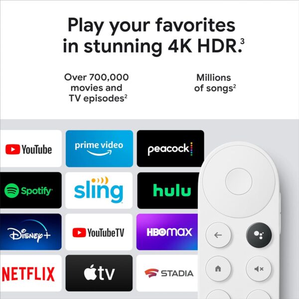 Google Chromecast with Google TV (4K)- Streaming Stick Entertainment with Voice Search - Watch Movies, Shows, and Live TV in 4K HDR - Snow - Image 8