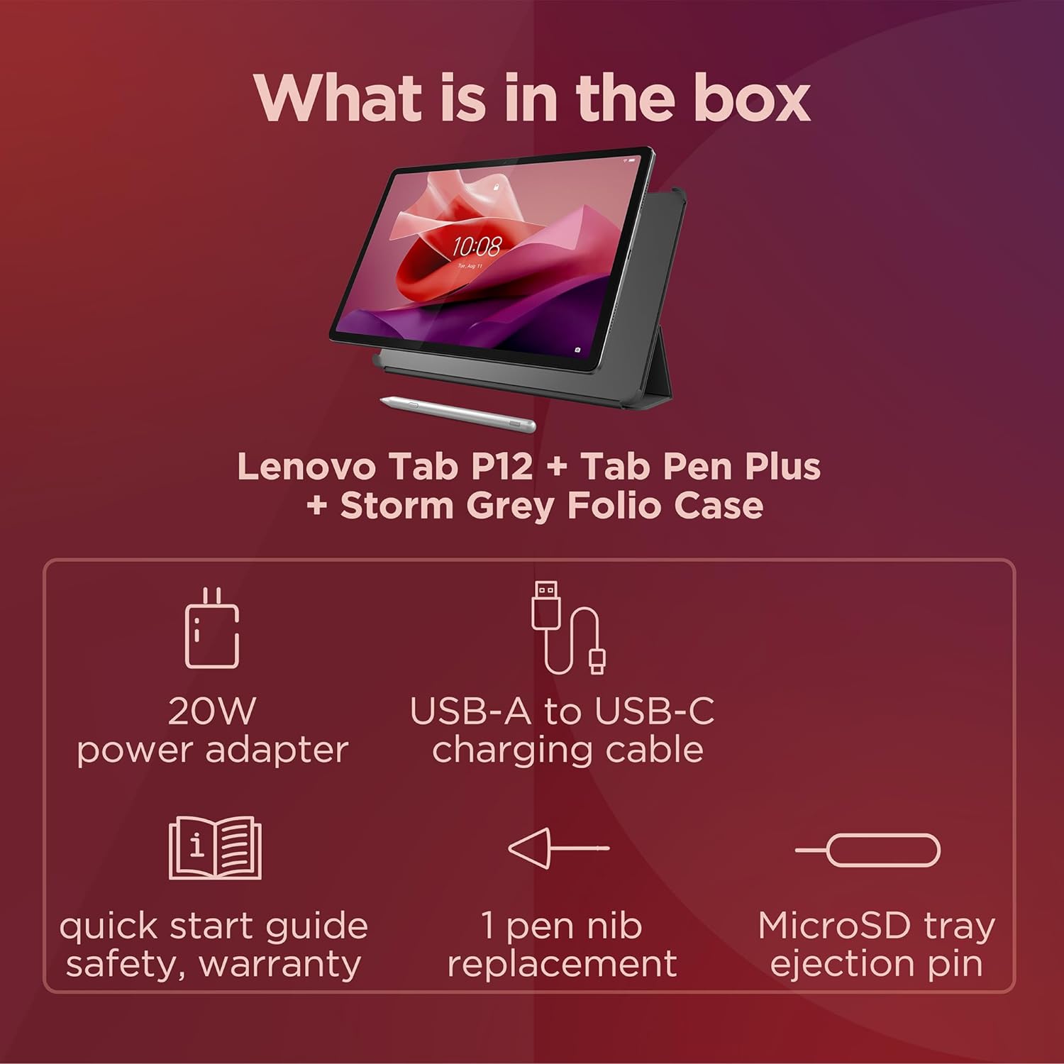 Lenovo Tab P12-2024 - Expansive Touchscreen Tablet - 12.7" 3K Display - 13MP Camera - 8GB Memory - 128GB UFS Storage - Android 13 - Dolby Atmos - Quad JBL Speakers - Pen and Folio Case Included - Image 9