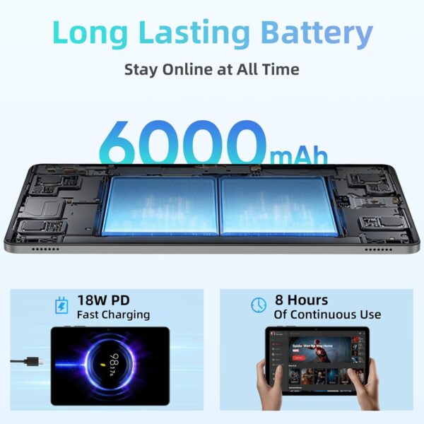 Tablet Android 15 Tablets 10 inch with Octa-Core Processor, 12GB RAM 64GB ROM 2TB Expand, 1280x800 HD Touchscreen, GPS, WiFi 5, Dual Camera, BT5.0, 6000mAh, Widevine L1, Google Tablet (Black) - Image 5