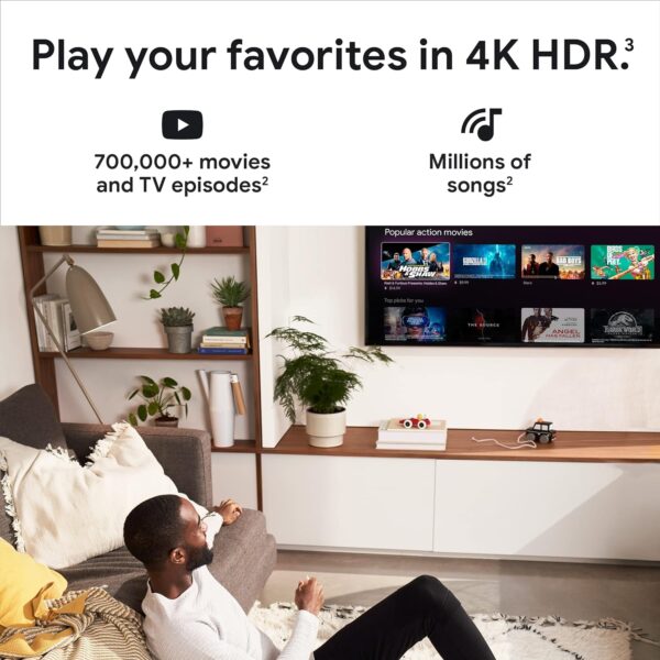 Google Chromecast with Google TV (4K)- Streaming Stick Entertainment with Voice Search - Watch Movies, Shows, and Live TV in 4K HDR - Snow - Image 2