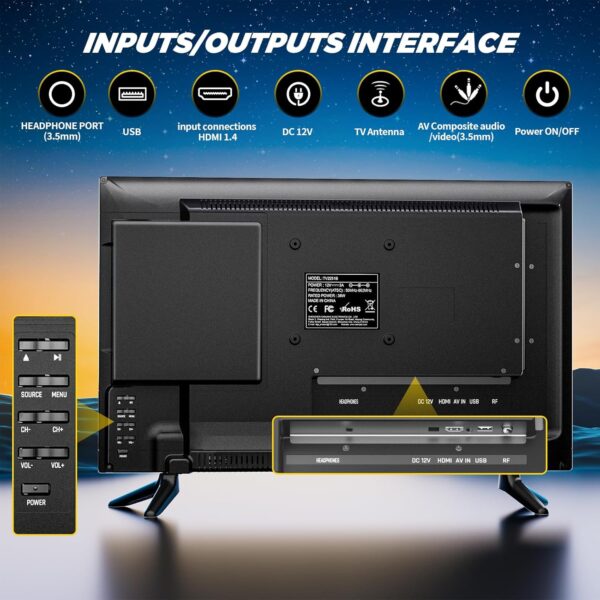22 Inch TV DVD Your Mobile Home Entertainment Kitchen Bedroom Camping RV US TV DVD Combos Built in DVD Stellar Visuals Sound - Image 5