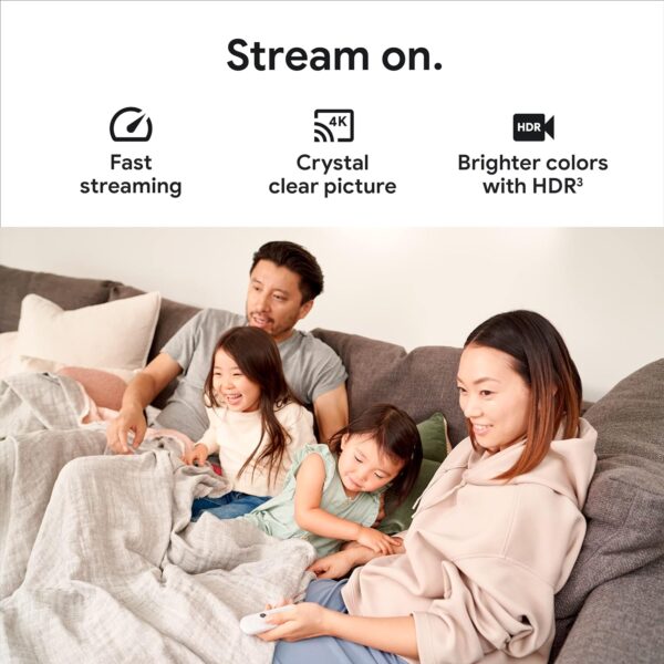 Google Chromecast with Google TV (4K)- Streaming Stick Entertainment with Voice Search - Watch Movies, Shows, and Live TV in 4K HDR - Snow - Image 3