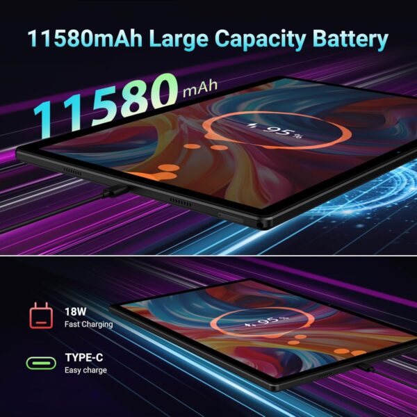 Tablet 14 inch Ultra Big Android 14 Tablets, 256GB Storage(Expand to 1TB),36GB(12+24) RAM, 11580 mAh Battery 18W PD Fast Charger, 8 Core 2.0gHz CPU,4 Speakers, 5G WiFi with Case-Gray - Image 7