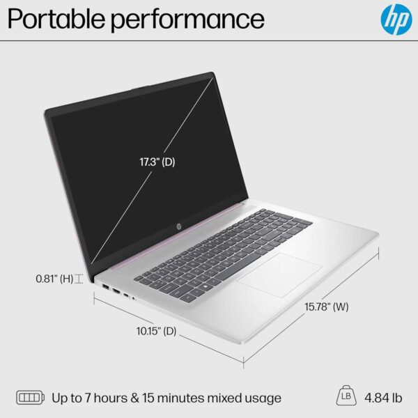 HP 17 17.3" Touchscreen Laptop Computer for Student and Business, Intel Quad-Core CPU, 16GB DDR4 RAM, 512GB PCIe SSD, WiFi, Lavender, Windows 11 S, 1-Year Office 365/ 1TB Cloud Storage, AZ-XUT - Image 4
