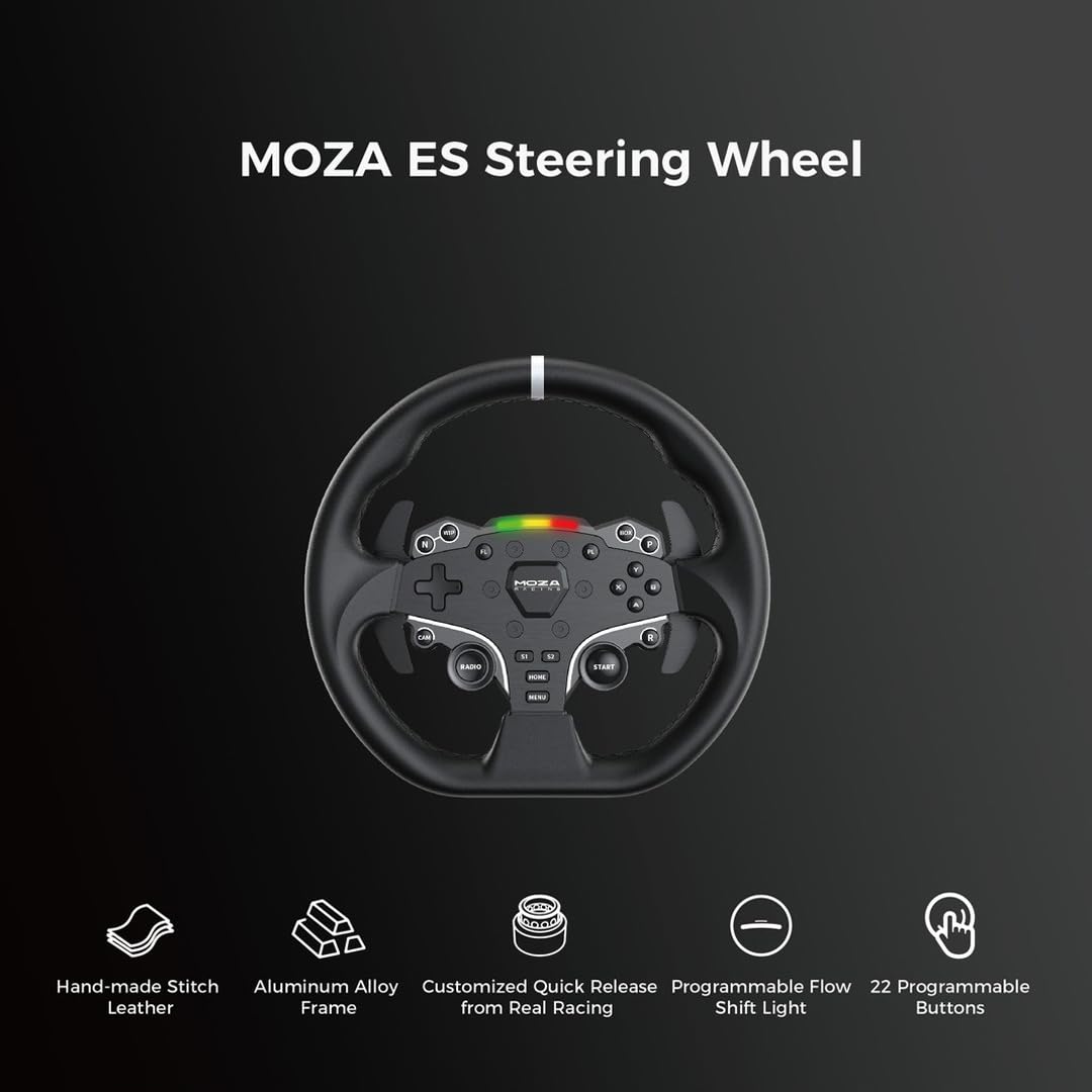 MOZA R5 All-in-One PC Gaming Racing Simulator 4PCS Bundle: 5.5Nm Direct Drive Wheel Base, 11-inch Racing Wheel, Anti-Slip Pedals and a Desk Clamp, Cloud-based App Control - Image 5