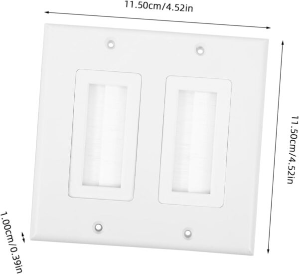 Gadpiparty Dual Port Brush Multimedia Panel Wall Pass Through Cable Outlet Cover Plate for Wall Cable Management Ideal for TV Mounting and Home Entertainment Systems - Image 2