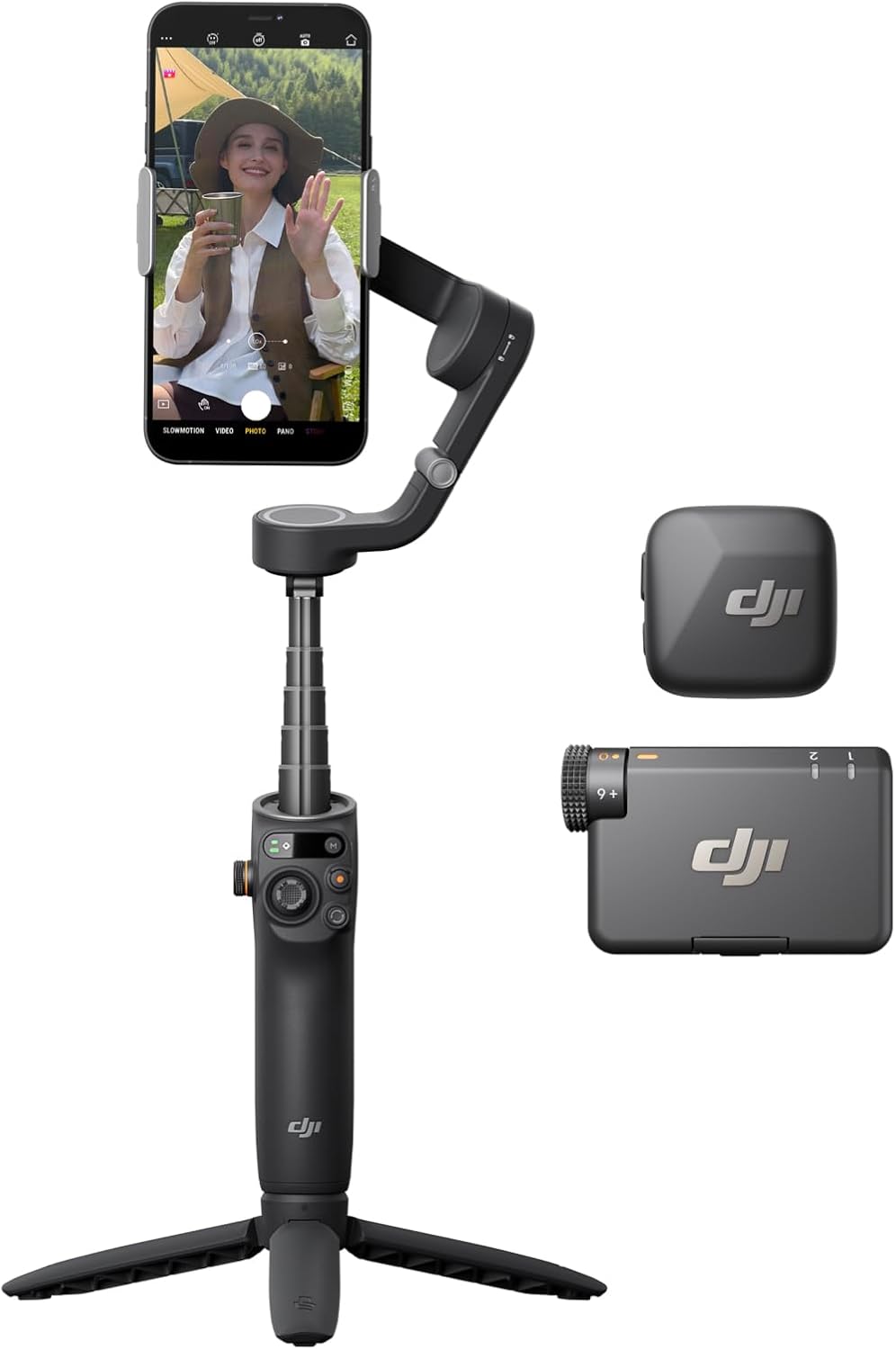 DJI Osmo Mobile 6 (Slate Gray) + DJI Mic Mini (1 TX + 1 RX), Gimbal Stabilizer for Smartphone, Wireless Microphone, Detail-Rich Audio, DJI OsmoAudio, Active Noise Cancelling