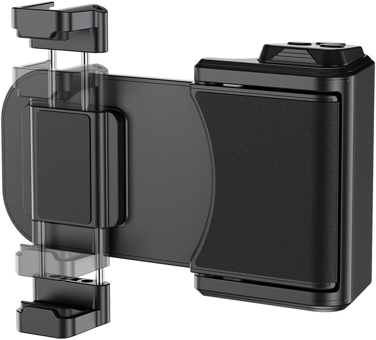 KIWIFOTOS Universal Phone Camera Grip Android Zoomable Phone Tripod Mount with Remote Control & Cold Shoe Adapter for iPhone 16 Samsung Travel Selfie Vlog Video Shooting Camera Grip (Black) - Image 9