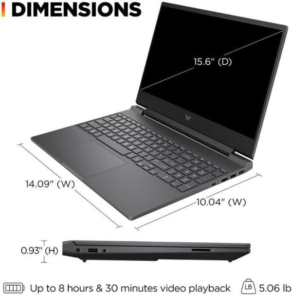 HP Victus 15.6" 144Hz FHD Gaming Laptop,AMD Ryzen 5 7535HS,16GB DDR5 RAM,1TB SSD,AMD Radeon RX 6550M,Beats RTX 2050,Backlit Keyboard,Windows11 Pro, Mica Silver - Image 7