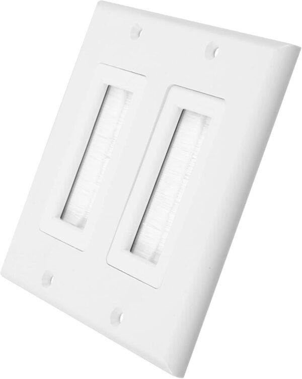 Gadpiparty Dual Port Brush Multimedia Panel Wall Pass Through Cable Outlet Cover Plate for Wall Cable Management Ideal for TV Mounting and Home Entertainment Systems