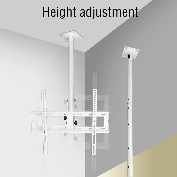Ceiling TV Mount Bracket Support 77 Lbs Fits 32 to 55" LED Screen Display TV Mount Shelf and Height Adjustable Pole White TV Stand Ideal for Home Entertainment Setup - Image 7