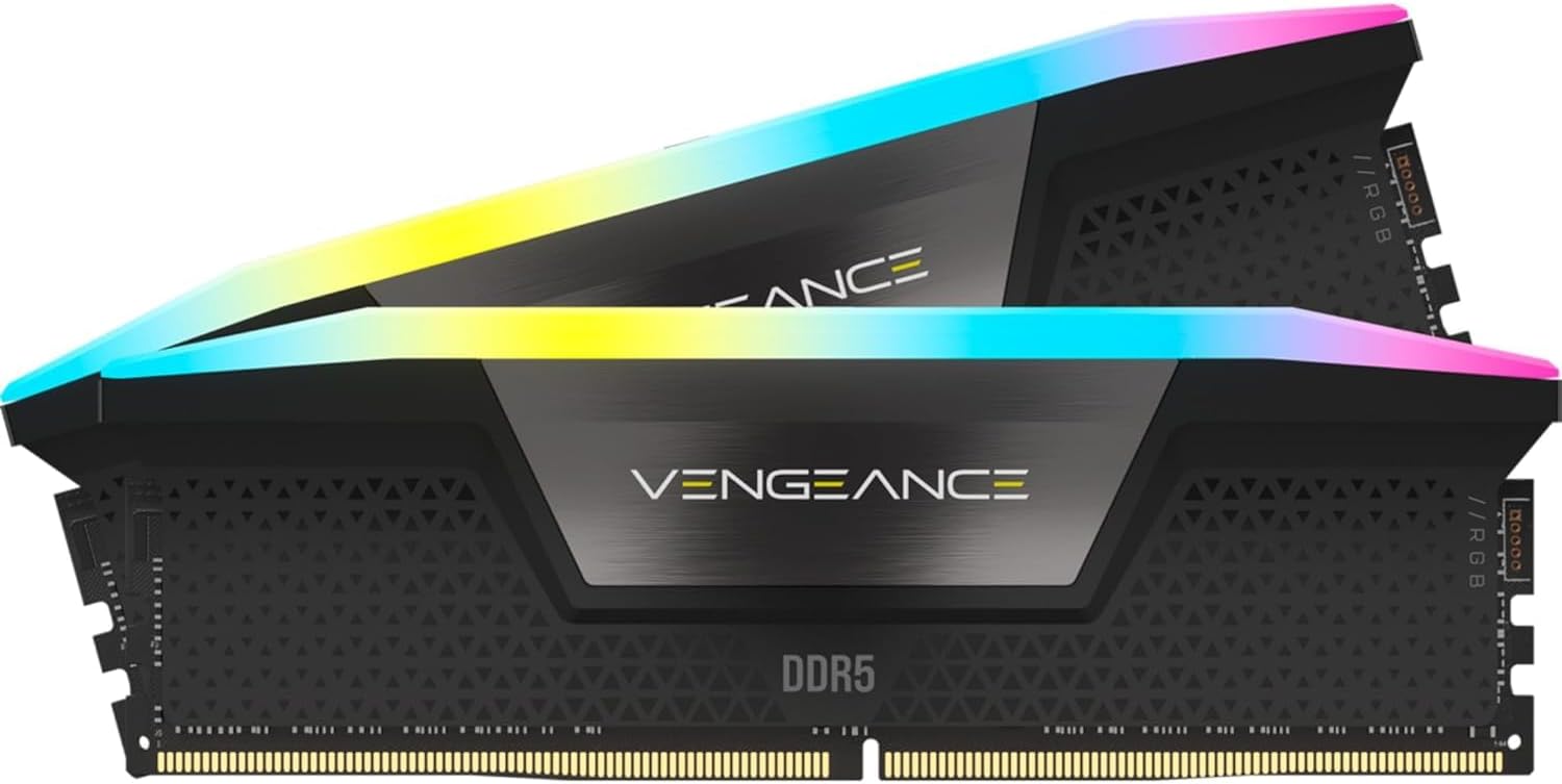 CORSAIR VENGEANCE RGB DDR5 RAM 48GB (2x24GB) 6400MHz CL36 Intel XMP iCUE Compatible Computer Memory - Black (CMH48GX5M2B6400C36)