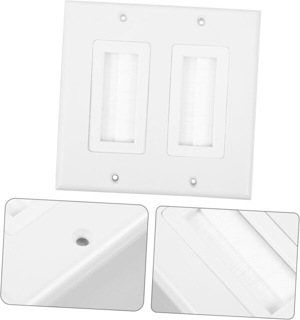 Gadpiparty Dual Port Brush Multimedia Panel Wall Pass Through Cable Outlet Cover Plate for Wall Cable Management Ideal for TV Mounting and Home Entertainment Systems - Image 3