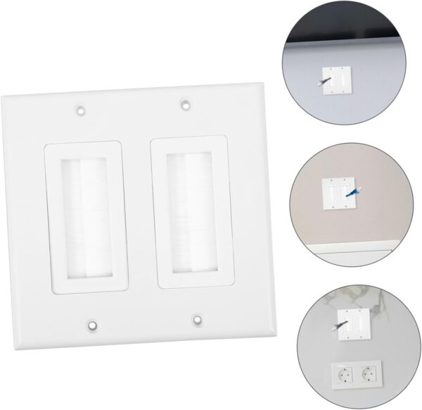 Gadpiparty Dual Port Brush Multimedia Panel Wall Pass Through Cable Outlet Cover Plate for Wall Cable Management Ideal for TV Mounting and Home Entertainment Systems - Image 8
