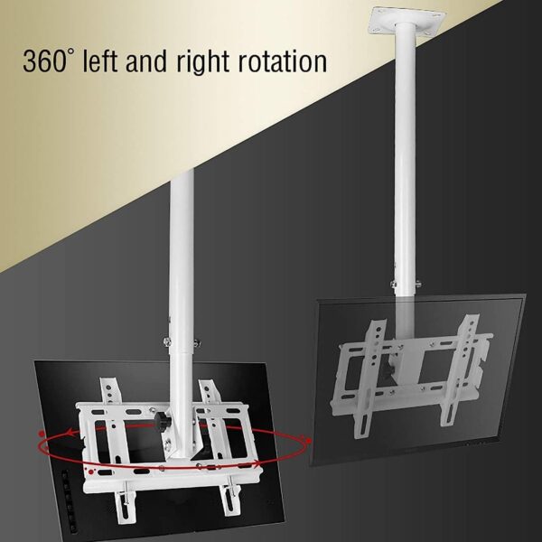 Ceiling TV Mount Bracket Support 77 Lbs Fits 32 to 55" LED Screen Display TV Mount Shelf and Height Adjustable Pole White TV Stand Ideal for Home Entertainment Setup - Image 6