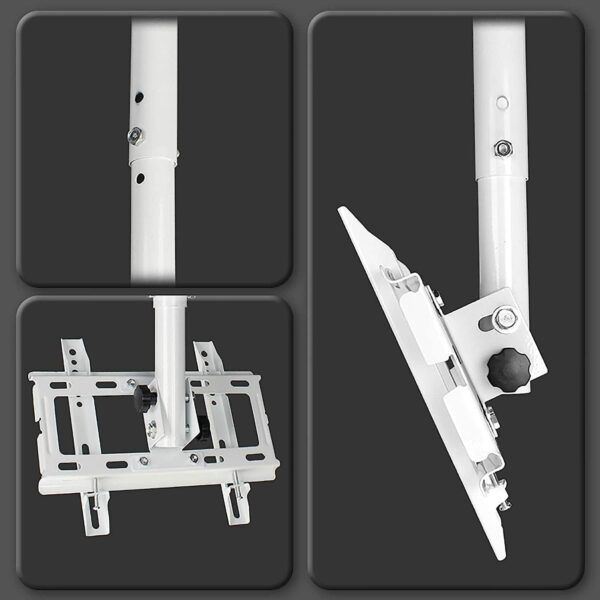 Ceiling TV Mount Bracket Support 77 Lbs Fits 32 to 55" LED Screen Display TV Mount Shelf and Height Adjustable Pole White TV Stand Ideal for Home Entertainment Setup - Image 4