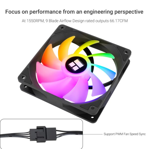 Thermalright TL-C12C-S X3 CPU Fan 120mm ARGB Case Cooler Fan, 4pin PWM Silent Computer Fan with S-FDB Bearing Included, up to 1500RPM Cooling Fan（3 Quantities） - Image 3