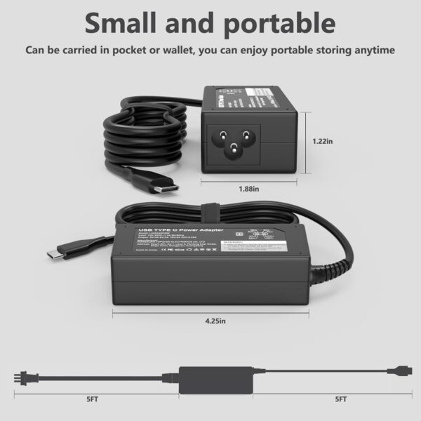 Replacement for Dell Laptop Charger,65W USB C Laptop Charger Compatible with Dell HP Lenovo Asus Acer Samsung Google Chromebook Type C Power Cord - Image 5