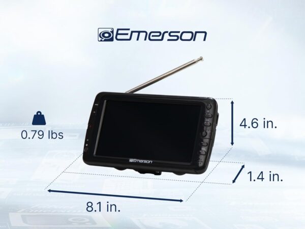 Emerson ET-7000 7" Portable Handheld Digital TV with Built-in Rechargeable Battery, HD Display, Multimedia Playback, USB/SD Card Support, and AC/DC Adapter | Compact TV for Home or Travel - Image 9