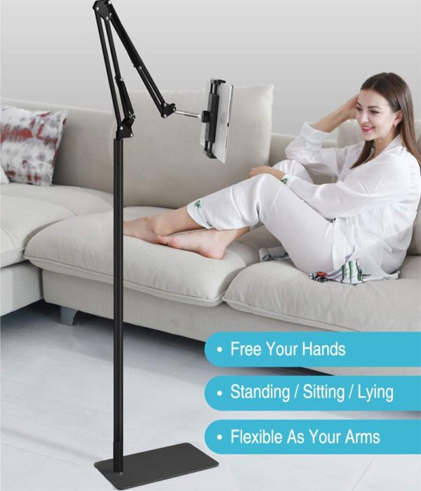 Tablet Floor Stand, Overhead Bed Phone Stand Angle Height Adjustable Holder, Universal Floor Stand Compatible with iPhone iPad Pro Air Mini, Samsung Tab, Kindle, E-Readers… - Image 7