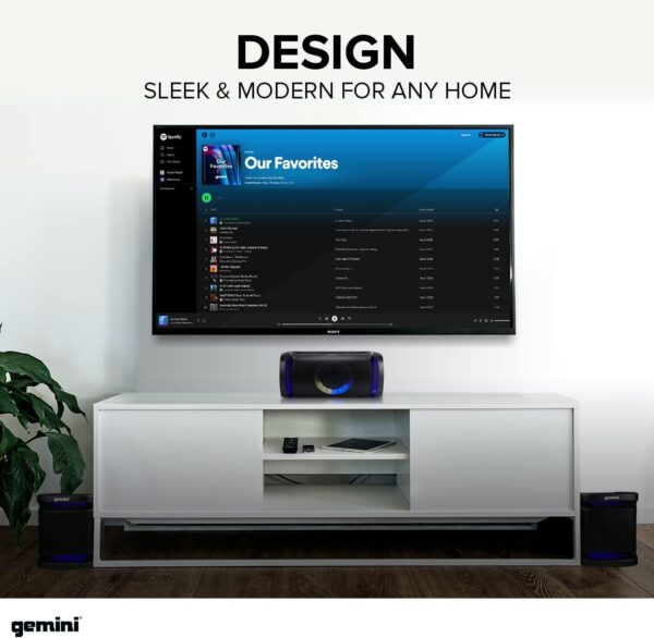 Gemini Sound GSYS-2400 Compact Home Stereo System | 2000W Peak Power | Bluetooth, USB & Analog and Digital Inputs | Multi-Color LED Party Lighting | Ideal for Parties, Karaoke & Home Theater - Image 3