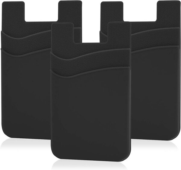 Senose Cell Phone Wallet, Silicone Adhesive Stick-on Phone Card Holder for Credit Card,Id Holder Wallet Pouch Sleeve Pocket Compatible for iPhone Samsung Galaxy Any Smartphone, Pack of 3