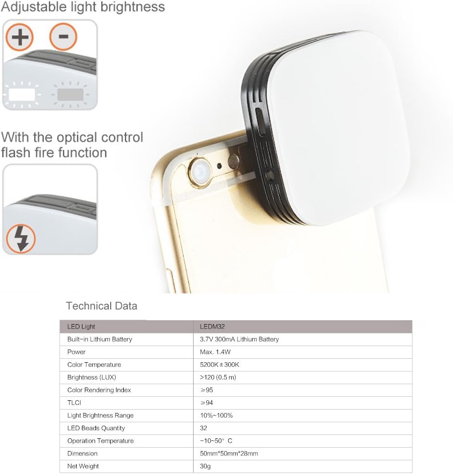 Godox LEDM32 Mini Video Light Smartphone Selfie LED Camera Light with Built-in Lithium Battery for iPhone iPad Sumsung All Kinds Photography Phones - Image 6