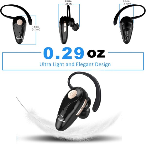 Bluetooth Headset, V5.0 Ultralight Wireless Headphone Cell Phone Earpiece with Mic Headsetcase,Volume Control, Handsfree Earbud,Compatible with Android/iPhone/Smartphones/Laptop - Image 9