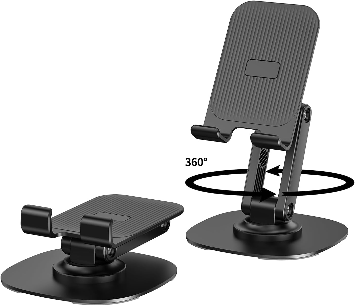 360° Cell Phone Stand for Desk, Cell iPhone Holder for Desk Foldable Office Desk Phone Stand for Video Recording Adjustable Travel Phone Mobile Stand for All Smartphones,iPhone,iPad,Switch(K69-Black)