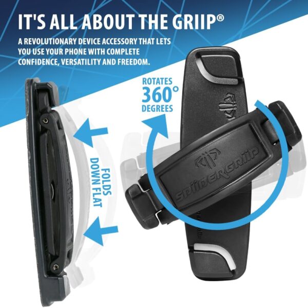 360 Rotating Phone Grip - Phone Holder for Hand - Phone Grips for Back of Phone & Pop Cell Phone Accessories for iPhone, Smartphones & Kindle Tablets (Black) - Image 4