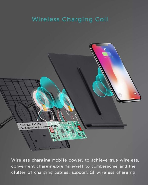 TAPTES Wireless Charger for Tesla Model 3 2017 2018 2019 2020, Dual Phone Charging Pad for Tesla Model 3 Accessories, Car Center Console Interior, Compatible with iPhone & Smartphones, Black - Image 6