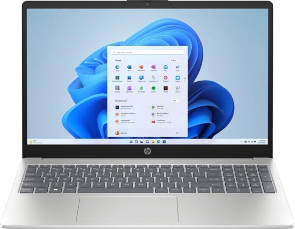 HP 15.6 Full HD Laptop, AMD Ryzen 5 7520U, 16GB RAM, 256GB SSD, Windows 11 Home, Natural Silver