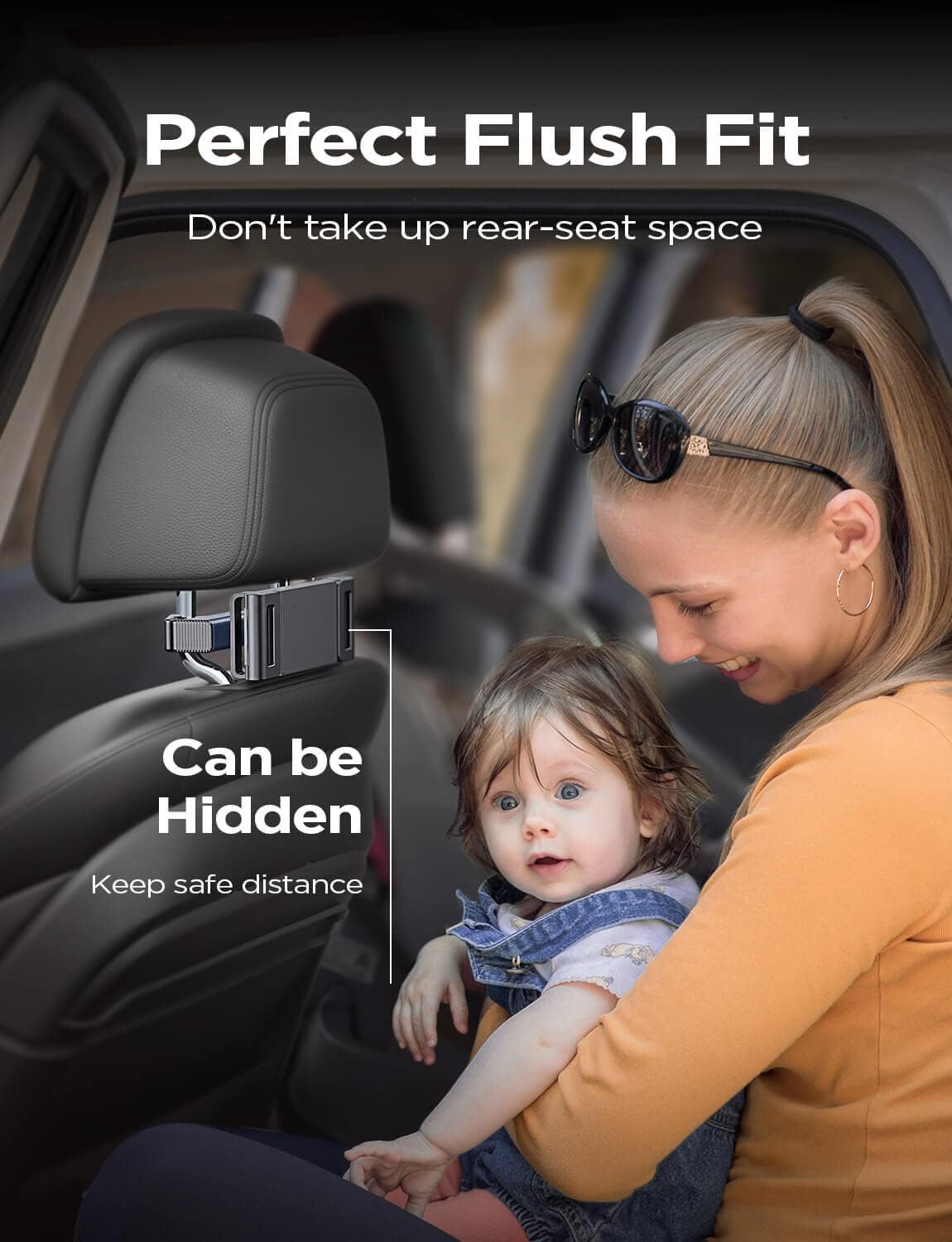 LISEN Tablet iPad Holder for Car Mount Headrest Must Have, iPad Car Holder Back Seat Travel Accessories Long Road Trip Essentials for Kids Black - Image 5