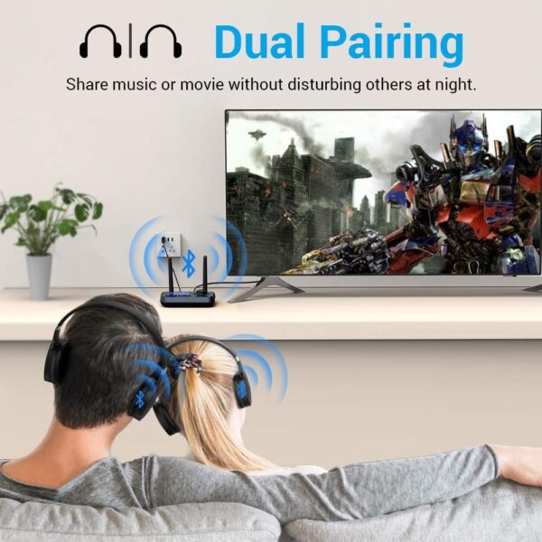 Bluetooth Transmitter Receiver 3-in-1 Bluetooth 5.3 Audio Adapter for 2 Headphones with Dual Antenna Bypass Volume Control LCD Display 3.5mm Aux/Optical/RCA for Home Stereo TV Speaker PC - Image 3