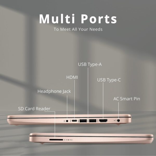HP-Laptops 14inch-Rose Gold Windows 11-32GB RAM - 192GB Storage - Microsoft 365 - Quad-core Intel Celeron N4120 - USB Type-C - SD Card Reader - 13Hours Battery Life - Wireless-AC - HDMI - Image 7