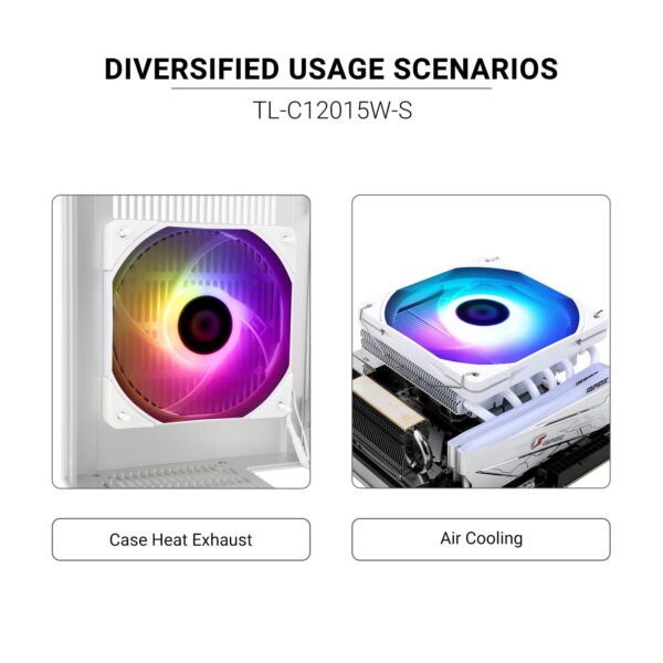 Thermalright TL-C12015W-S CPU Fan 120mm Case Fan, Quiet PWM Computer Fan ARGB, 15mm Slimline Cooler Fan, CPU Cooling Fan(White ARGB) - Image 7
