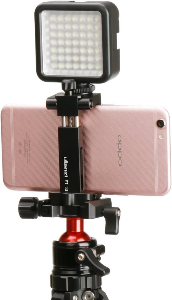 ULANZI ST-03 Metal Smart Phone Tripod Mount with Cold Shoe Mount and Arca-Style Quick Release Plate for iPhone Xs Xs Max X 8 7 Plus Samsung,Cell Phone Tripod Holder Clip Adapter for Joby GorillaPod - Image 9