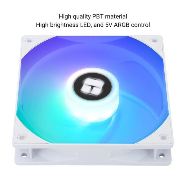 Thermalright TL-C12RW-S V2 CPU Fan 120mm ARGB Case Cooler Fan, 4pin PWM Connector Silent Computer Fan with S-FDB Bearing Included,up to 1500RPM Cooling Fan(White ARGB) - Image 5